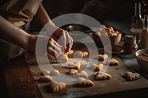 A skilled baker crafts delectable gingerbread from scratch in the warm, aromatic kitchen