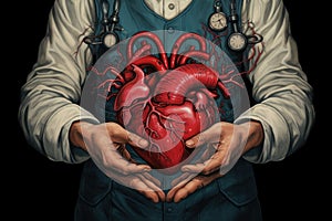 Skilled Doctor hand hearts. Generate Ai