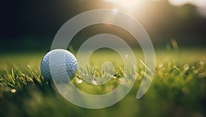 A skilled golfer putts on the green, enjoying nature design generated by AI photo
