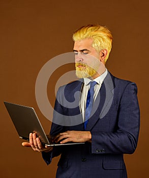 Skilled manager working. working with computer. living in digital world. Successful business. networking. Businessman