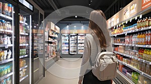 Skilled people using VR headset to connect in metaverse shopping mall. AIG42.