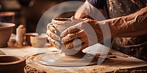 A Skilled Potter Shaping Clay Into A Beautiful Vase