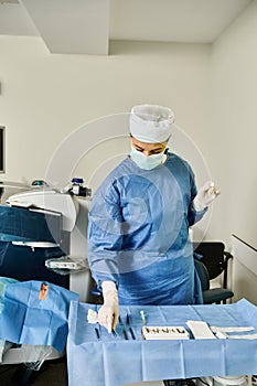 A skilled surgeon in surgical attire photo