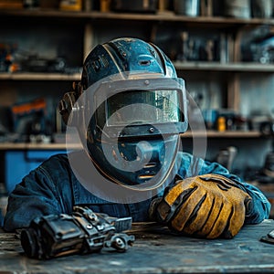 Skilled Welder in Protective Gear Working in a Workshop Environment