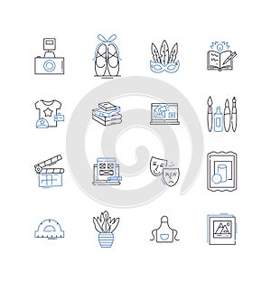 Skilled work line icons collection. Craftsmanship, Expertise, Proficiency, Specialization, Mastery, Technicality
