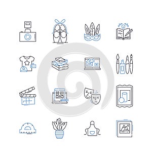 Skilled work line icons collection. Craftsmanship, Expertise, Proficiency, Specialization, Mastery, Technicality photo