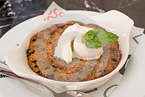 Skillet Cookie with ice cream Ready to Eat.