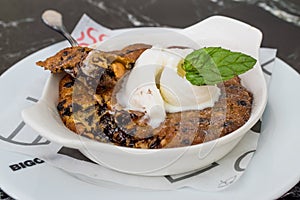 Skillet Cookie with ice cream Ready to Eat.