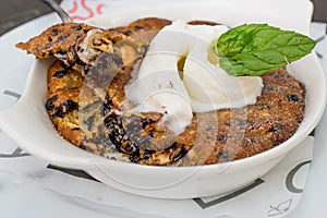 Skillet Cookie with ice cream Ready to Eat.