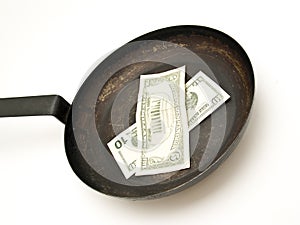 Skillet with dollars