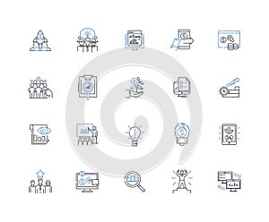 Skillfulness line icons collection. Expertise, Dexterity, Proficiency, Mastery, Adroitness, Adeptness, Finesse vector photo