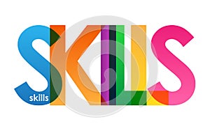 SKILLS colorful overlapping letters vector banner