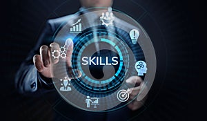 Skills Education Learning Personal development Competency Business concept.