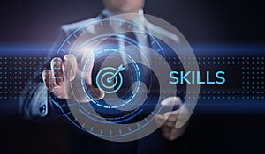 Skills Education Learning Personal development Competency Business concept.