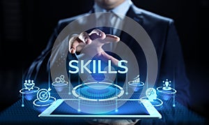 Skills Education Learning Personal development Competency Business concept.