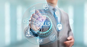 Skills Education Learning Personal development Competency Business concept.