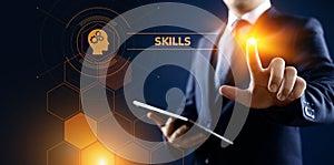 Skills Education Learning Personal development Competency Business concept.