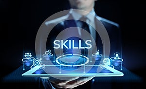 Skills Education Learning Personal development Competency Business concept.