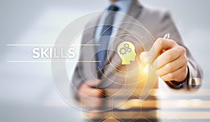 Skills Education Learning Personal development Competency Business concept.