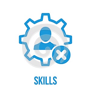 Skills icon with cancel sign. Skills icon and close, delete, remove symbol photo