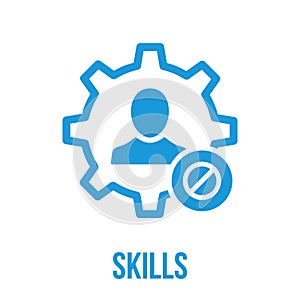 Skills icon with not allowed sign. Skills icon and block, forbidden, prohibit symbol photo
