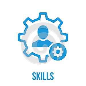 Skills icon with settings sign. Skills icon and customize, setup, manage, process symbol photo