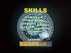 Skills loading with brain modern technology machine learning background