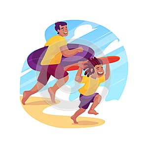 Skimboarding isolated cartoon vector illustration.