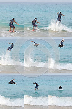 Skimboarding jump sequence