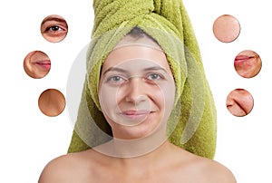 Skin beauty concept -Closeup on women's isolated face