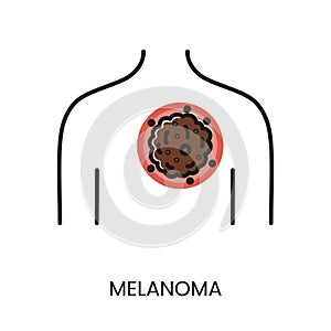 Skin cancer melanoma line icon vector cancer malignant disease