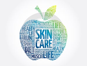 Skin care apple word cloud, health concept