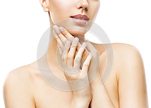 Skin Care Beauty, Attractive Woman Face Hands Skincare, White