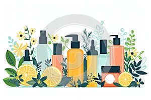 Skin care care set cream, anti aging ageless skincare. Face maskcleanliness. Beauty chill Product mockup floral perfume