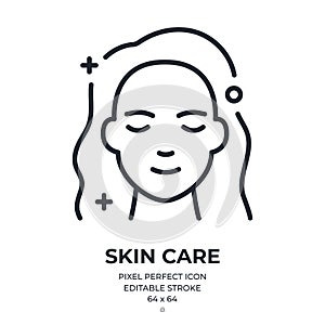 Skin care concept editable stroke outline icon isolated on white background flat vector illustration. Pixel perfect. 64 x 64