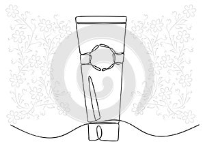 Skin care concept. One continuous line drawing. Natural cosmetics skincare for men and women of all ages