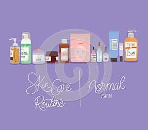 skin care rutine and normal skin lettering