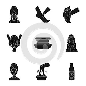 Skin care set icons in black style. Big collection of skin care vector symbol stock illustration