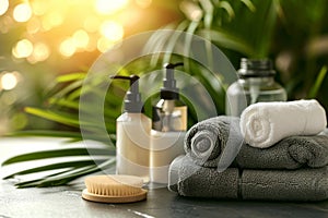 Skin care skin resilience cream, anti aging mist. Face maskmicrofiber towel. Beauty chlorophyll absorption Product mockup toning