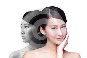Skin Care woman after and before