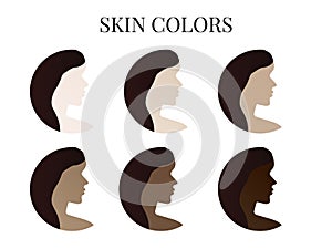 Skin Color from Lightest to Darkest Colors with a Woman Illustration