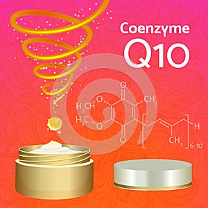 Skin Cream with Coenzyme Q10. Chemical Formula.