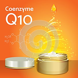 Skin Cream with Coenzyme Q10. Chemical Formula.