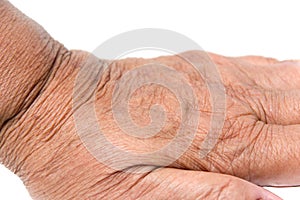 Skin hand of old woman