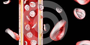 Skin layer red blood cells vein vascular surgery 3d illustration