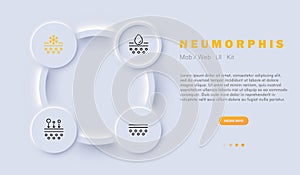 Skin moisturization icon set. Maintaining healthy and hydrated skin and representing. Skincare. Neomorphism style. Vector line