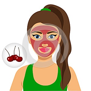 Skin problems. Mask with cherry. Facial treatment.