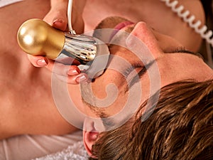 Skin resurfacing procedure facial procedure on ultrasound face machine. photo