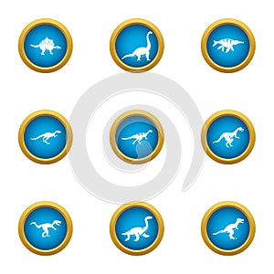 Skin saurian icons set, flat style