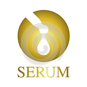 Skin serum drop vector icon / gold and yellow color